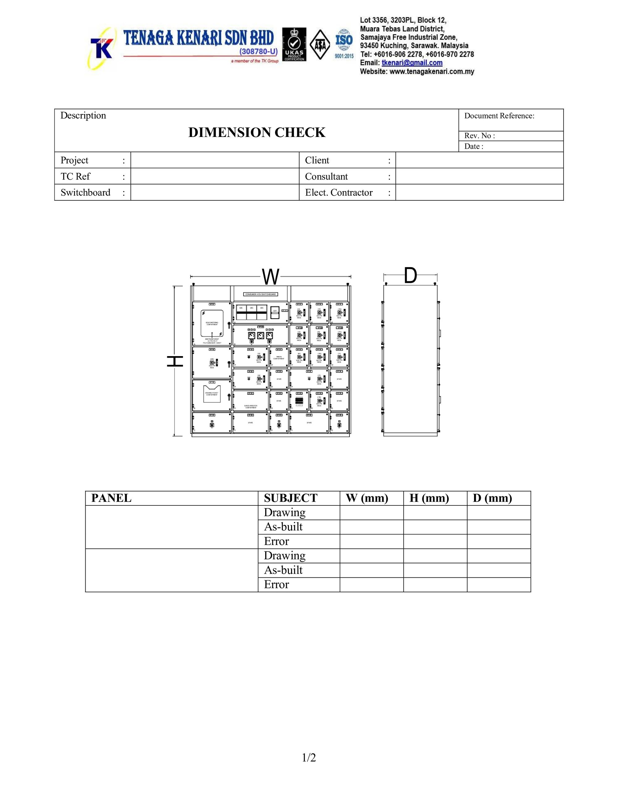 Dimension Check Form 1