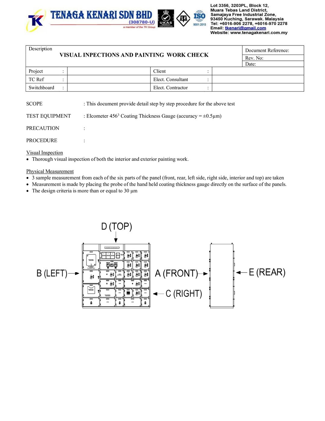 Visual & Paint Check Form 1